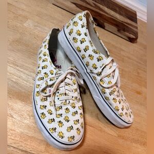Vans White Sneakers with Yellow Floral Pattern